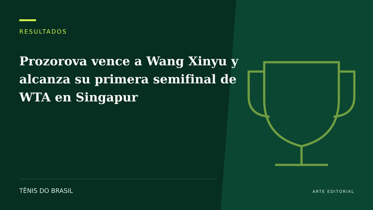 ARTE EDITORIAL — Prozorova vence a Wang Xinyu y alcanza su primera semifinal de WTA en Singapur