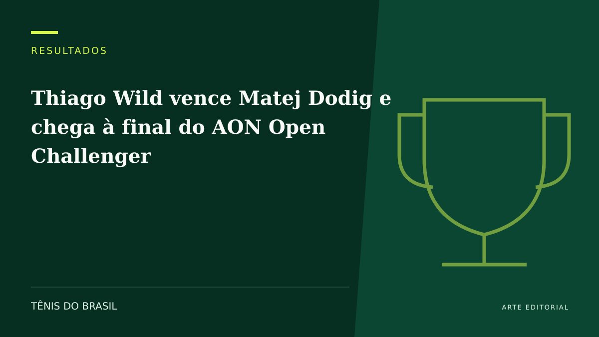 ARTE EDITORIAL — Thiago Wild vence Matej Dodig e chega à final do AON Open Challenger