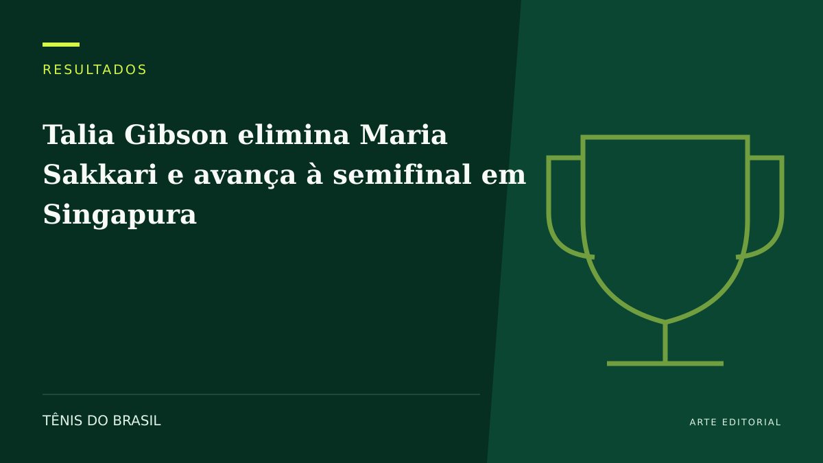 ARTE EDITORIAL — Talia Gibson elimina Maria Sakkari e avança à semifinal em Singapura
